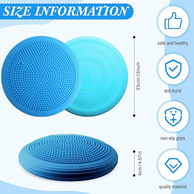 Libima 4 Pcs Wiggle Seat Inflated Wobble Cushion for Sensory Kid 13 Inches Balance Disc Flexible Seating for Classroom Sensory Pad for Chair Wiggle Cushion