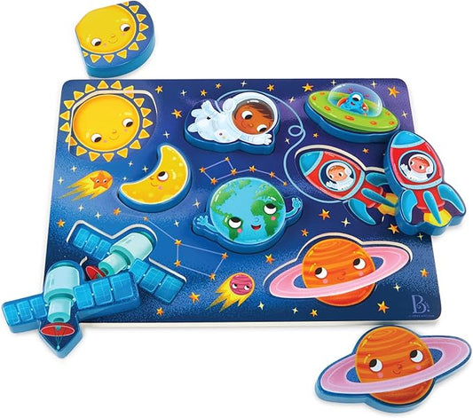 B. toys- Peek & Explore - Outer Space- Chunky Puzzle – Puzzle for Toddlers, Kids – Space Puzzle – Planets, Astronauts, Spaceships – 2 Years +