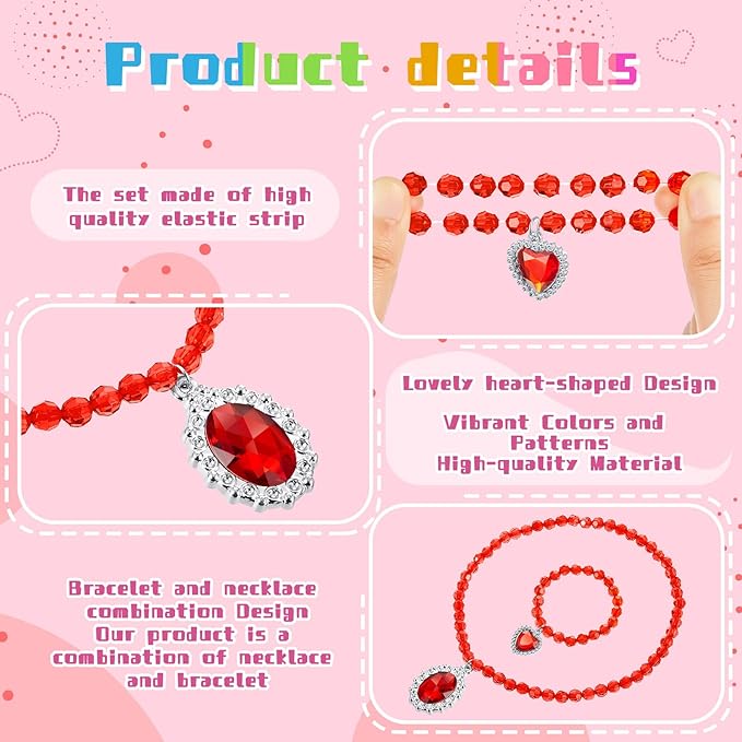 7 Sets Girl Dress up Jewelry Toddler Jewelry Princess Bracelet Necklaces Kids Costume Jewelry Set for Girl Tea Costume Party