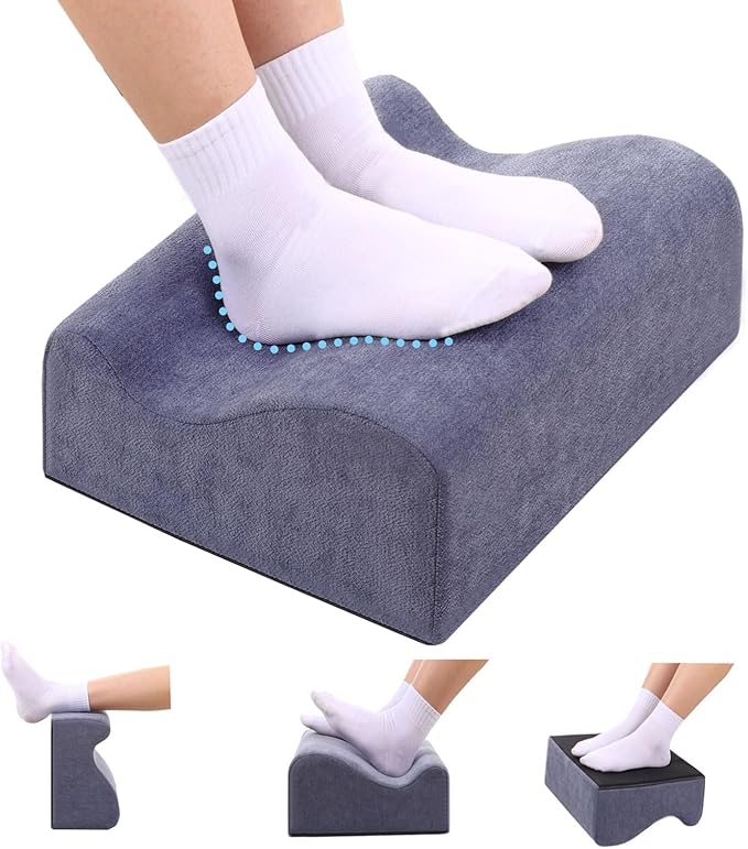 Foot Rest for Under Desk at Work, Ergonomic Under Desk Footrest with Washable Cover, Memory Foam Foot Stool for Office Chair & Gaming Chair, Back & Hip Pain Relief, Blue