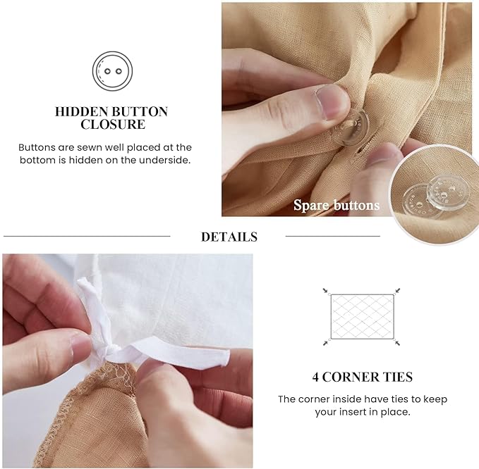 Simple&Opulence 100% Linen Duvet Cover Set, Natural French Flax Sand Ruffle Duvet Cover Twin Size, Breathable Comfy Linen Bedding Comforter Cover with 1 Pillowcase (Sand, 68" x 86")