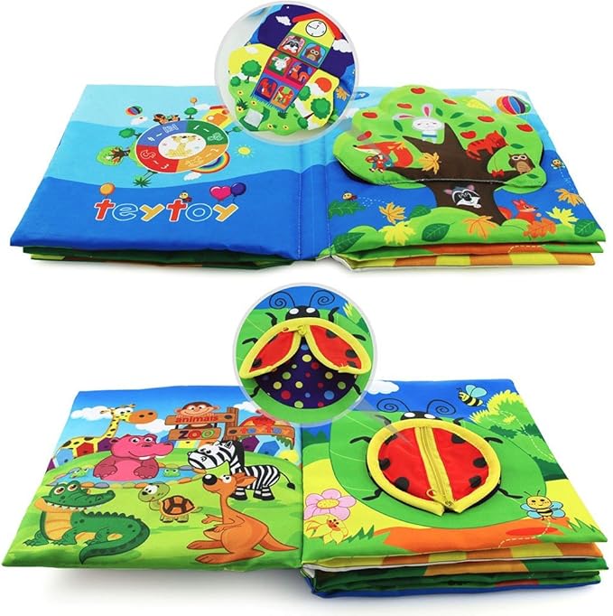 Infant Soft Book, Baby Books 6 to 12 Months, Cute Montessori Educational Newborn Baby Toys 0-3 Months, Nontoxic Fabric Touch & Feel Crinkle Cloth Books for Babies, Infants, Toddlers Visual Stimulating