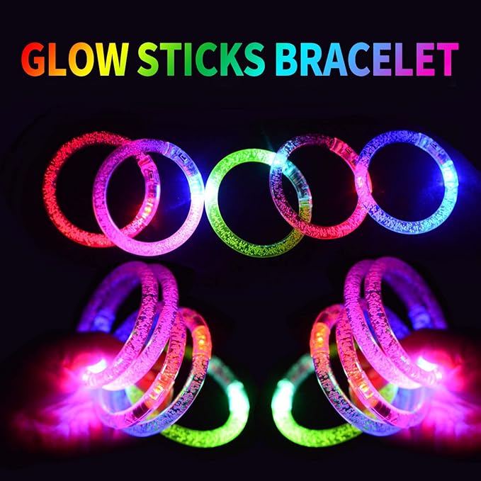 Glow In The Dark Party Supplies - 48 Pcs Light Up Toys For Adult Kids With 10 Finger Light,5 LED Glasses,20 Glow Sticks Bracelets,8 Glow Sticks ,5Headbands Fit Birthday New Year Eve Christmas