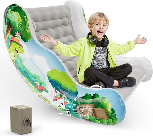 Sensory Chair for Kids, Inflatable Rocking Chair for Kids with Autism & ADHD, Air Cloud Rocker for Toddler as 3 4 5 6 7 8 Year Old Boy Girl Gifts, Autism Sensory Products Training Body Coordination