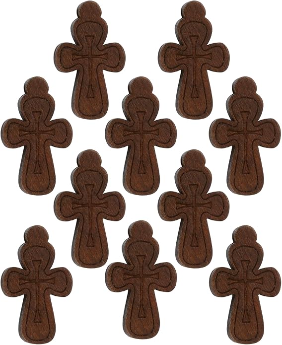 COTTVOTT Wooden Christian Jesus Cross/Orthodox Crucifix Charms Pendants for Rosary Necklace, DIY Jewelry Making Accessories Parts