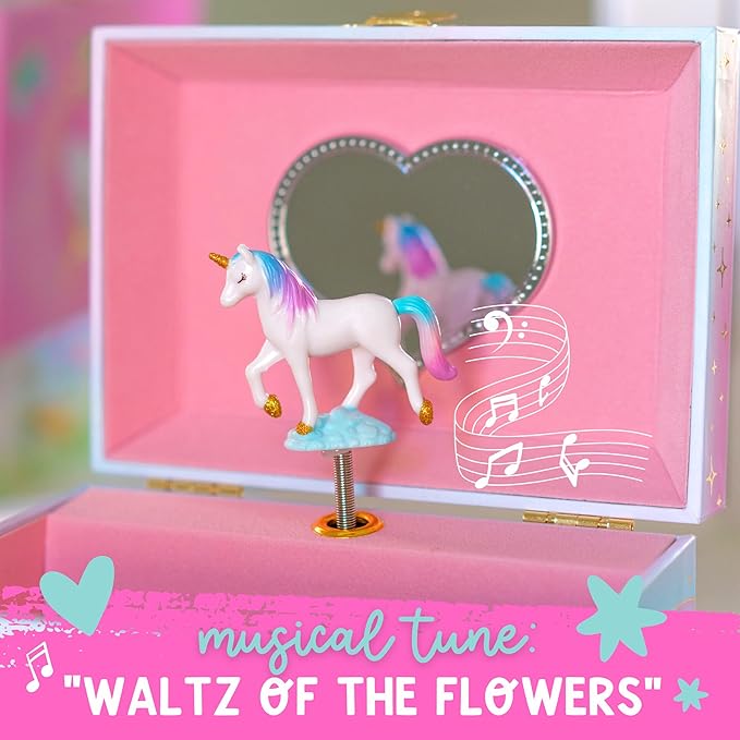 Giggle & Honey Musical Unicorn Jewelry Box for Girls - Kids Dancing Unicorn Music Box with Mirror, Unicorn Gifts for Little Girls, Childrens Birthday Gift, Ages 3-10