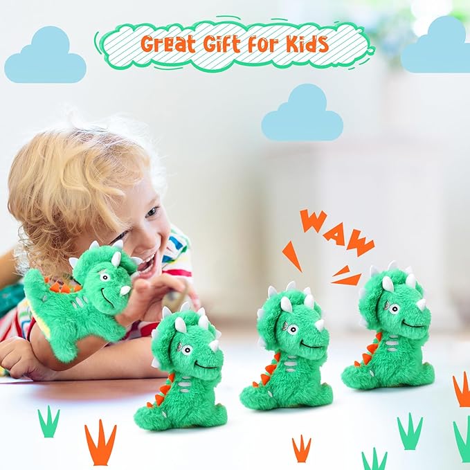 4 Pcs Huggers Butterfly Dinosaur Stuffed Animal Slap Bracelets for Kids, 8 Inch Plush Animal Wrist Cute Snap Bracelets in Bulk for Boys and Girls Birthday Gifts Party Favors(Dinosaur)