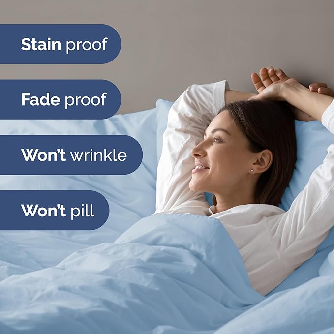 Duvet Cover Cal King Size Set - Extra Soft Cal King Size Duvet Cover 104 x 98 with 2 Pillow Shams - Hotel Luxury Easy Care and Fade Free w/Zipper Closures & Ties - Breathable Bedding Set (Sky Blue)