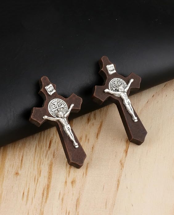 COTTVOTT Wooden Christian Jesus Cross/Orthodox Crucifix Charms Pendants for Rosary Necklace, DIY Jewelry Making Accessories Parts