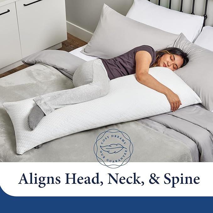 Cosy House Collection Luxury Rayon Derived from Bamboo Body Pillow for Side & Back Sleepers -Supportive, Soft, Fluffy, & Quality Long Pillow - Measures 54” x 20”