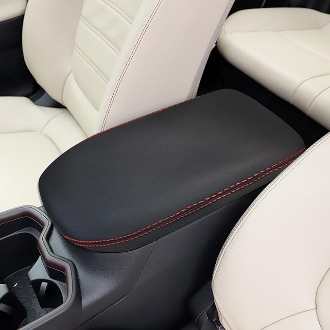 SUNBREATH Compatible with Center Console Armrest Cover for Toyota RAV4 2019 2020 2021 2022 2023 2024 Leather Arm Rest Storage Box Lids Cushion Protector Pad