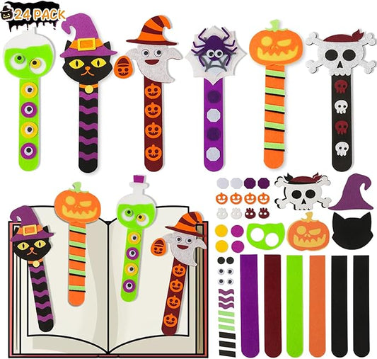 Halloween Crafts for Kids, 24Pack Halloween Bookmark DIY Craft, Halloween Party Favor Trick or Treat, Halloween Goodie Bag Gifts Toys, Halloween Classroom Prizes for Kids Art Activities