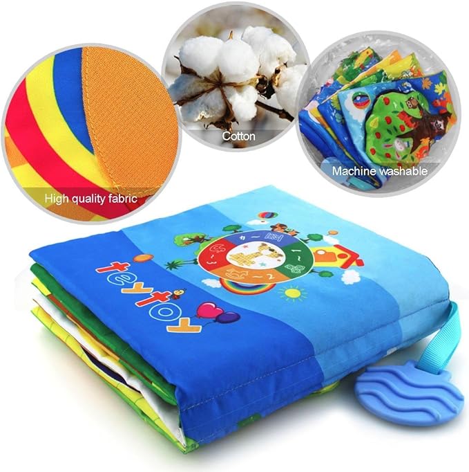 Infant Soft Book, Baby Books 6 to 12 Months, Cute Montessori Educational Newborn Baby Toys 0-3 Months, Nontoxic Fabric Touch & Feel Crinkle Cloth Books for Babies, Infants, Toddlers Visual Stimulating