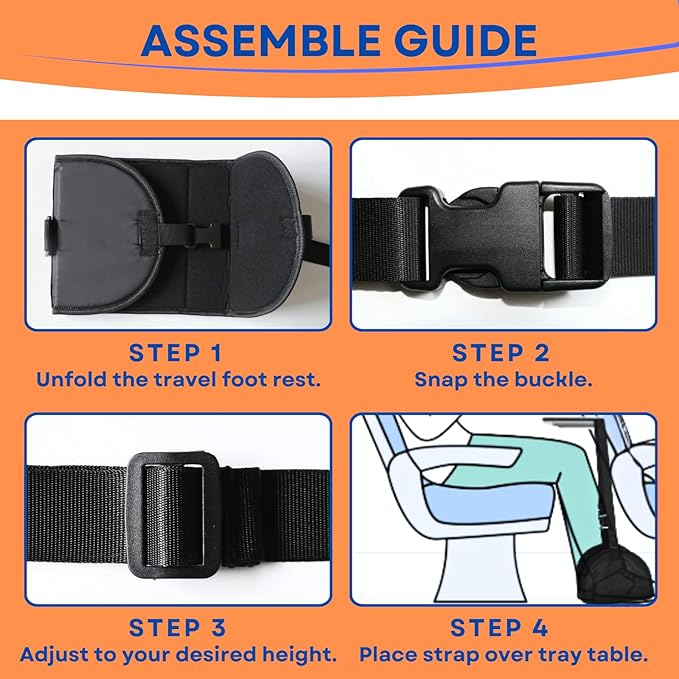 Caredgitz Airplane Foot Hammock 2-Pack, Leg Hammock for Airplane Travel with Rigid Base, Foot Sling for Plane Traveling with Memory Foam, Feet Rest for Long Flight, Travel Leg Rest, Footrest for Kids