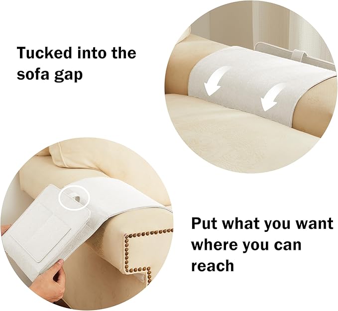 YOUDENOVA Bedside Caddy, Bedside Storage Caddy, Bedside Organizer for Dorm Room, Bunk Bed, Beige