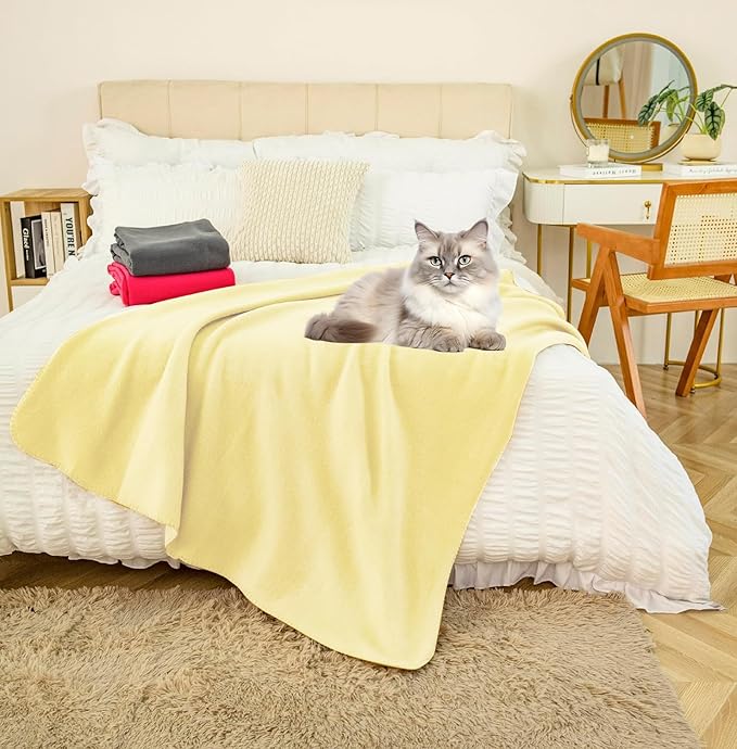 Special SG Glory Fleece Throw Blankets Bulk Fleece Blankets Solid Wholesale Lightweight Warm Soft for Pet Bed Sofa Couch Office Wedding Gifts Travel Seasons Lemon 50x60 Inches Pack of 6