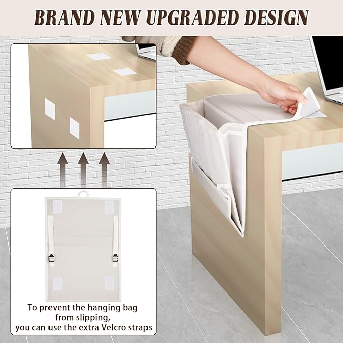 Bedside Caddy Bedside Storage Organizer Bedside Organizer with Power Strip Holder and 2 Adjustable Straps for Home Bunk Bed College Dorm Sofa (2 Pack White)