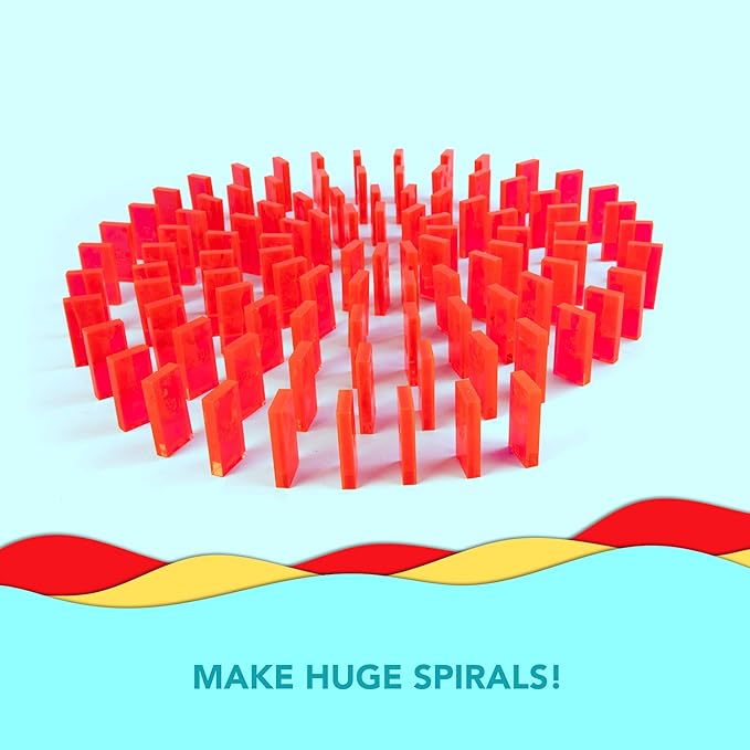 Bulk Dominoes Plastic Bulk 100pcs – Building and Stacking and Chain Reaction Toppling STEAM Toy Blocks for Kids (Clear Red)