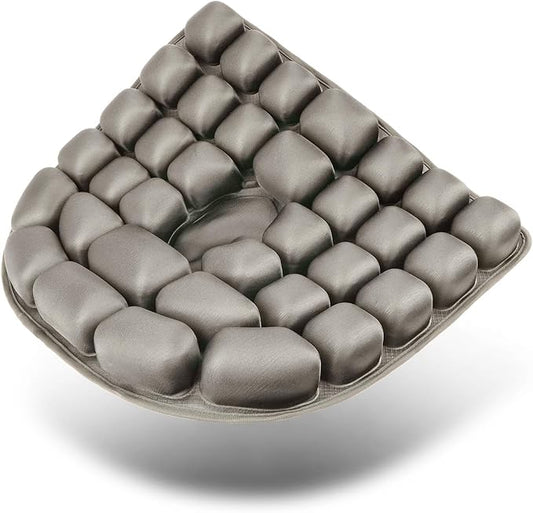 Travel Seat Cushion, 3D Air Inflatable Pressure Relief Cushion for Hemorrhoid and Tailbone Pain Relief, Optimal Support for Long Sitting in Car, Air Travel, Office Chairs, Home Living