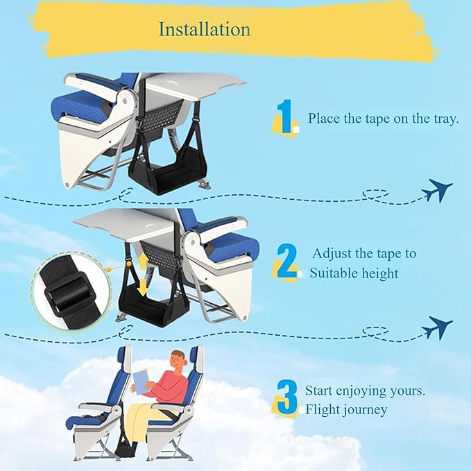Travel Foot Rest - Adjustable Airplane Foot Hammock with Ergonomic Support, Portable Foot Sling for Leg Relief on Flights, Trains, Office