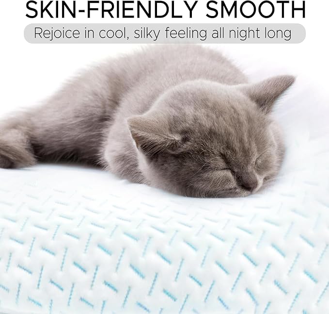 Cooling Body Pillow for Adults - Soft Long Bed Pillows Insert for Sleeping - Shredded Memory Foam & Removable Washable Cover - Swan Shaped Pregnancy Side Sleeper Pillow 49 Inch (Blue)