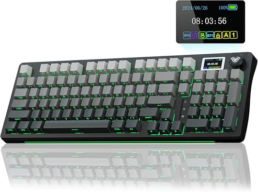 AULA S98 Pro Wireless Mechanical Keyboard with Screen & Knob,2.4GHz/USB-C/BT5.0 Hot Swappable Creamy Keyboard,Pre-lubed Linear Switches,Side Printed PBT Keycaps,RGB Backlit Gaming Keyboards
