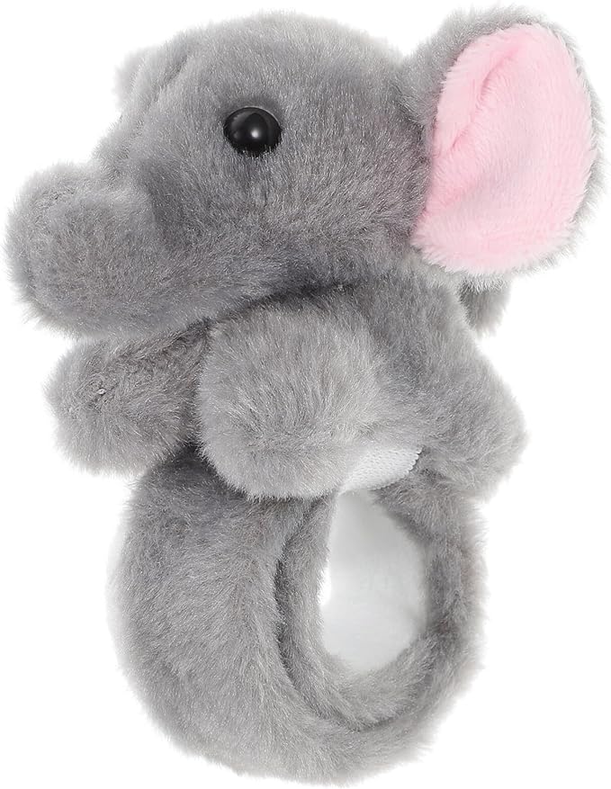 Abaodam Animal Slap Bracelet Elephant Slap Bracelet Plush Stuffed Animal Hugger Snap Wrist Band for Kids Birthday Party Gifts