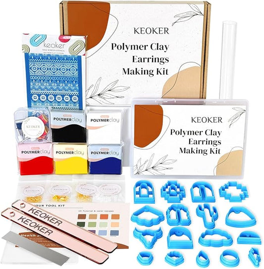 Keoker Polymer Clay Jewelry Making Kit, 103 PCS Clay Earring Making Kit for Teens and Adults, Fashion Designer Kits, Polymer Clay Earrings Kit Crafts, Great Gifts