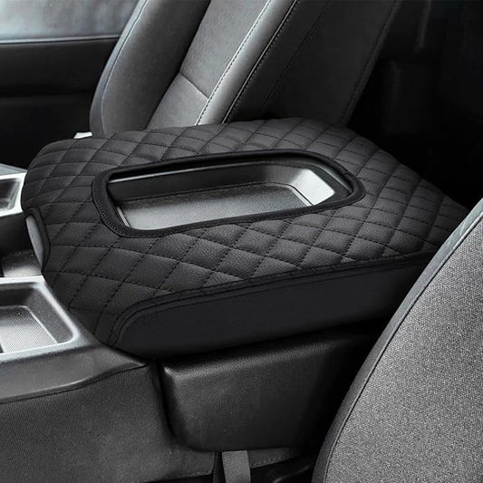 Shademax Center Console Cover for Chevy Silverado/GMC Sierra 2019-2025 2026 Jump Seat Accessories, Silverado Armrest Cover Console Cushion Pad Middle Console Armrest Lid Protective Cover PU Leather