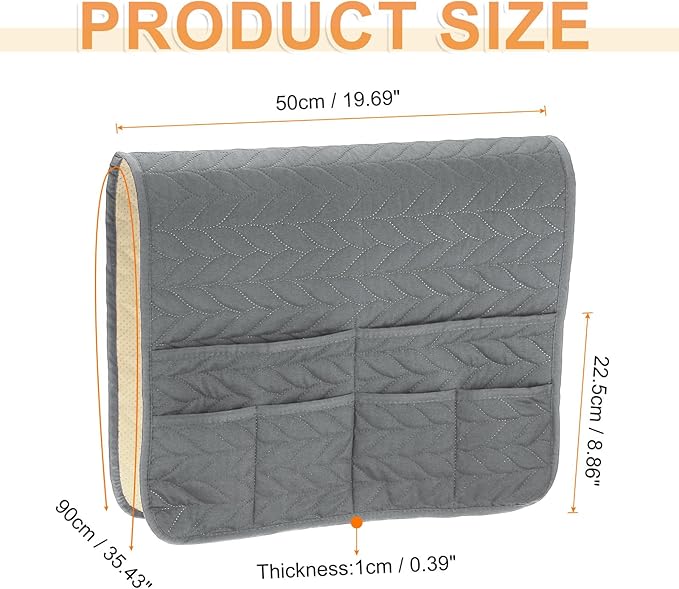 uxcell Couch Sofa Armrest Organizer Non-Slip Chair Arm Recliner Remote Control Organizer with 6 Pockets for Books, Magazines, Tablet, Phone, Dark Gray