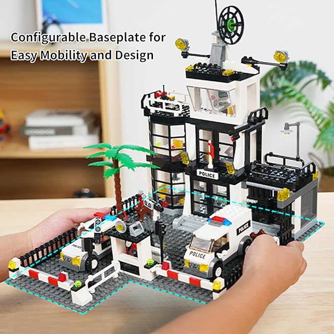TOY PLAYER City Police Station Building Set 631pcs -Compatible with Lego City Police Station, City Police Sets Toy Building Bricks Kit, Gift for Sets for Boys 8-14 Years