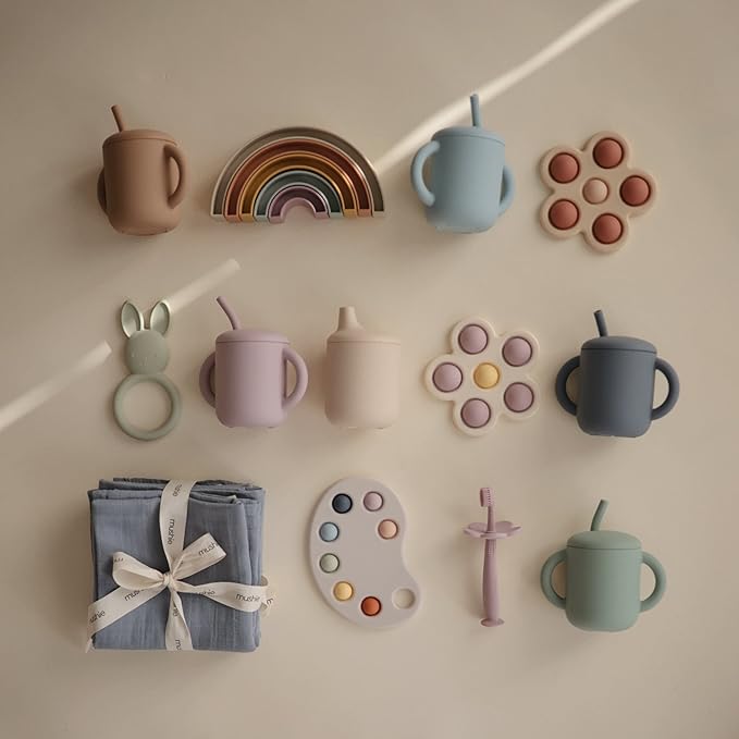 mushie 100% Silicone Training Cup & Straw for Toddlers | 6 Months+ (Soft Lilac)