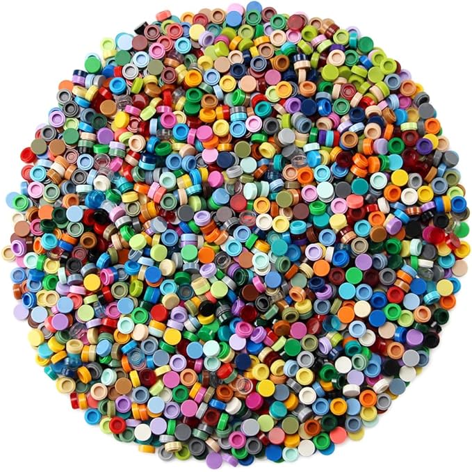 4600PCS 1×1 Round Tiles 46 Colors Flat Bricks MOC Parts and Pieces, Multicolored Bulk Studs Building Accessories for Smooth Surface, Mosaics and Pixel Art Toy Dots Compatible with Major Brands 98138