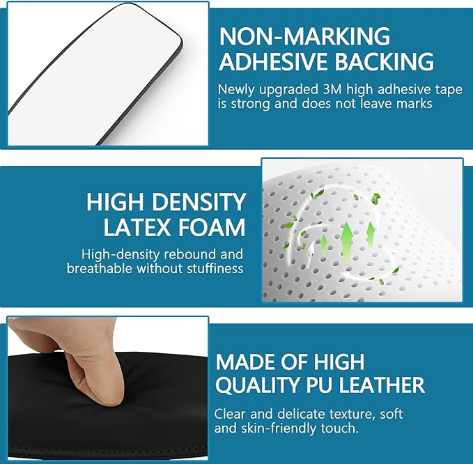 wuyaoyao 2PCS Car Door Armrest Pads, Soft Leather Elbow Pad Arm Rest for Car, Comfortable Car Knee Cushion, Automotive Elbow Leg Thigh Support Cushion Pillow, Interior Car Accessories (Black)