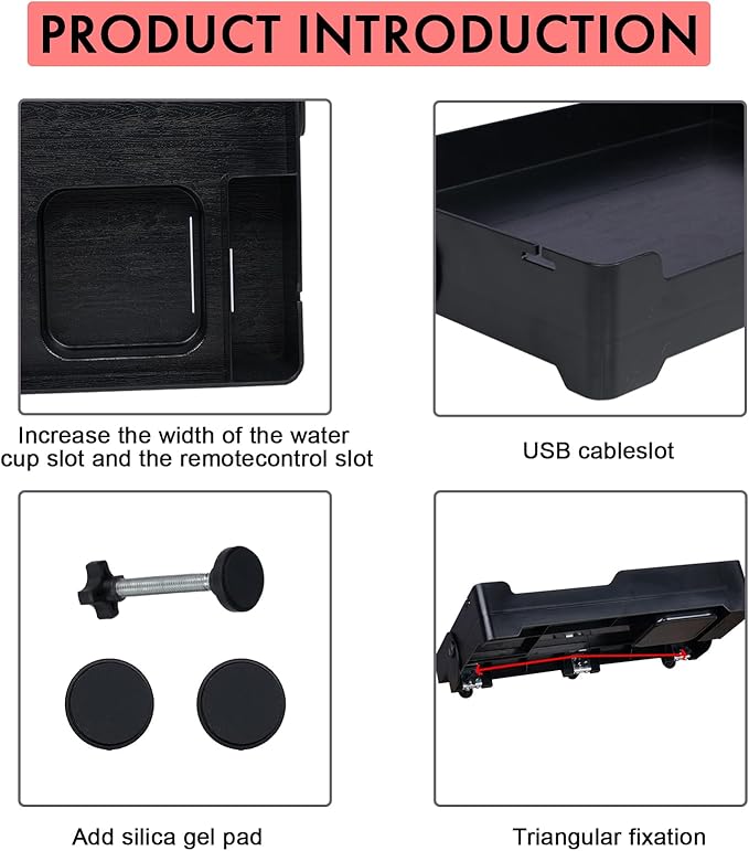 YONGJIA Foldable Bedside Shelf, bunk Bed Tray for top bunk, College, Dorm, Bedroom, Kids bunk Bed, Foldable nightstand for Book, iPhone, Kindle, Water Cup (Black)