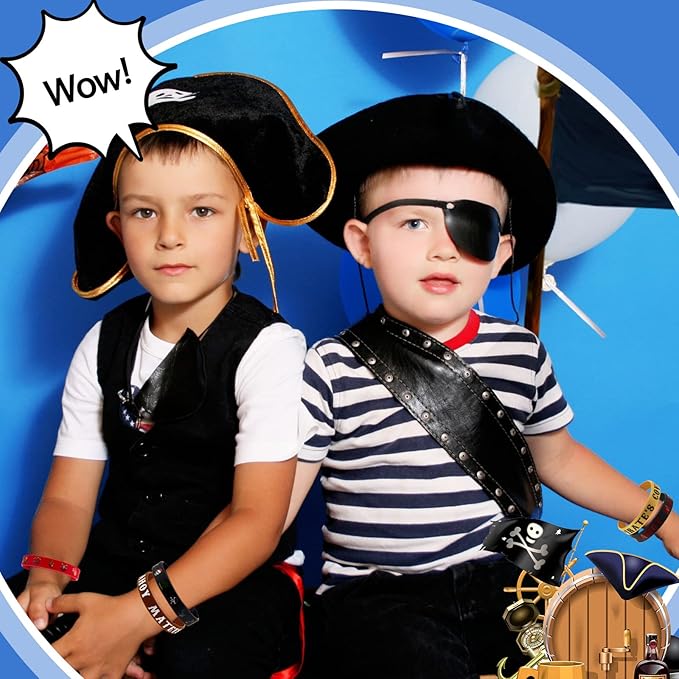Leitee 48 Pcs Pirate Rubber Bracelets Pirate Party Wristbands Pirate Theme Party Silicone Wristbands Pirate Party Supplies Favors Pirate Accessories for Men Women Birthday Prizes, 4 Styles