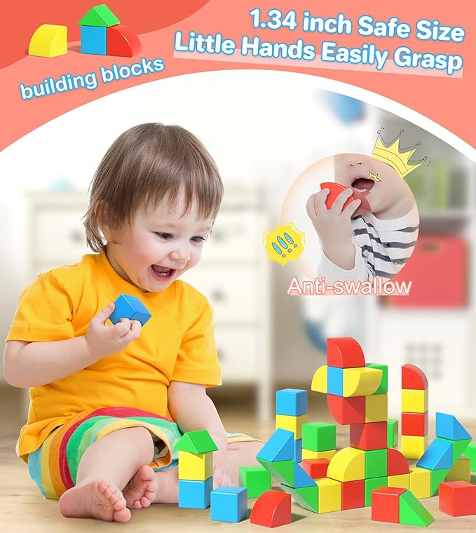 Magnetic Blocks for Toddlers, Kids Building Toys, Creative Stacking Colorful Sensory Block with Magnet, Educational Construction Cubes Set for Boys Girls Children Ages 3 4 5 6 7 8 Year