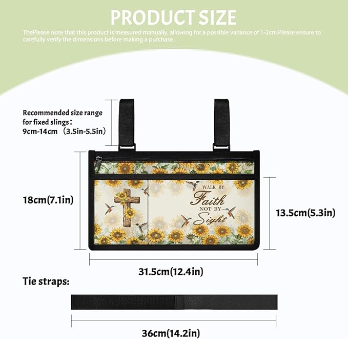 ZOUTAIRONG Cross Walker Accessories Bag with Cup Holder Wheelchair Side Bag Walker Carrier Bag & Case for Folding Walker Wheelchair Bags to Hang on Side Wheelchair Accessories Organizer Pouch