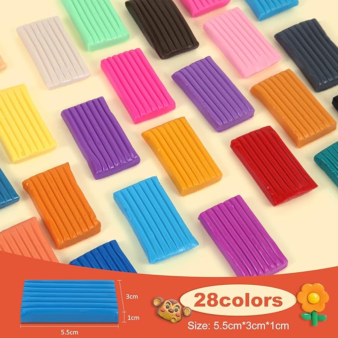 CiaraQ Polymer Clay Starter kit, Oven Bake Modeling Clay with Sculpting Tools, 28 Colors,1.7 lb