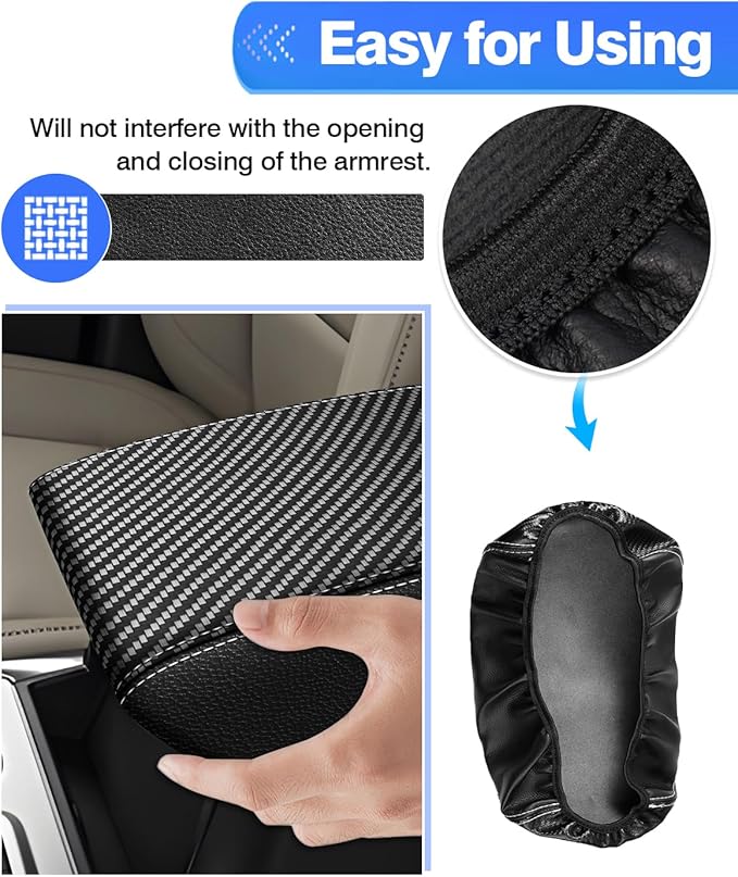 Autorder Center Console Cover for Ford Explorer 2020-2025 Accessories Armrest Cover Carbon Fiber Anti-Scratch Middle Console Pad Leather Armrest Protector