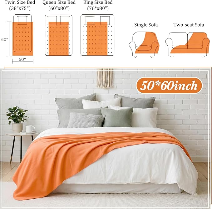 Kinlop Fleece Blanket Bulk 60 x 50 Inch Soft Lightweight Fleece Cozy Blanket Warm Throw Plush Pet Throw for Bed Couch Sofa Home Office Wedding Gifts Travel Camping (Earth Color,40 Packs)