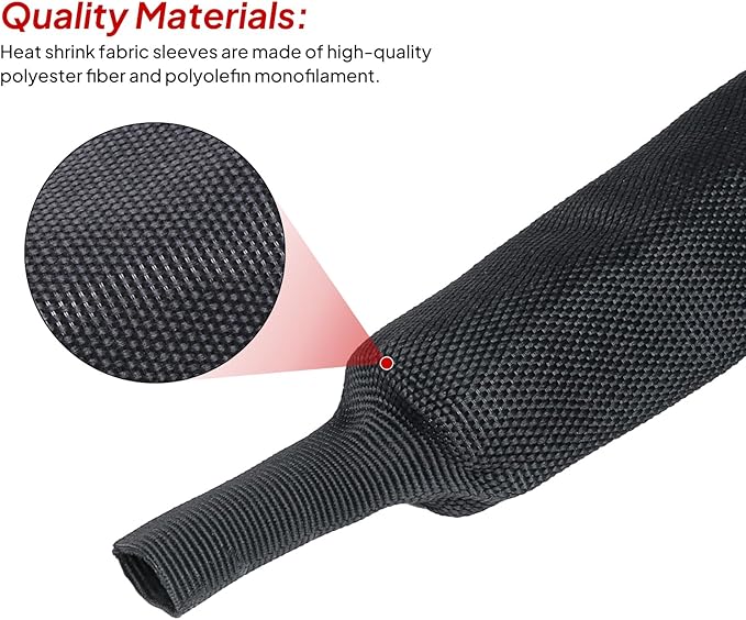 3/8" - 18 feet Cable Management Sleeving, 2:1 Fabric Heat Shrink Braided Sleeve Protector Cover Cable/Wire/Irregular Shape Hose