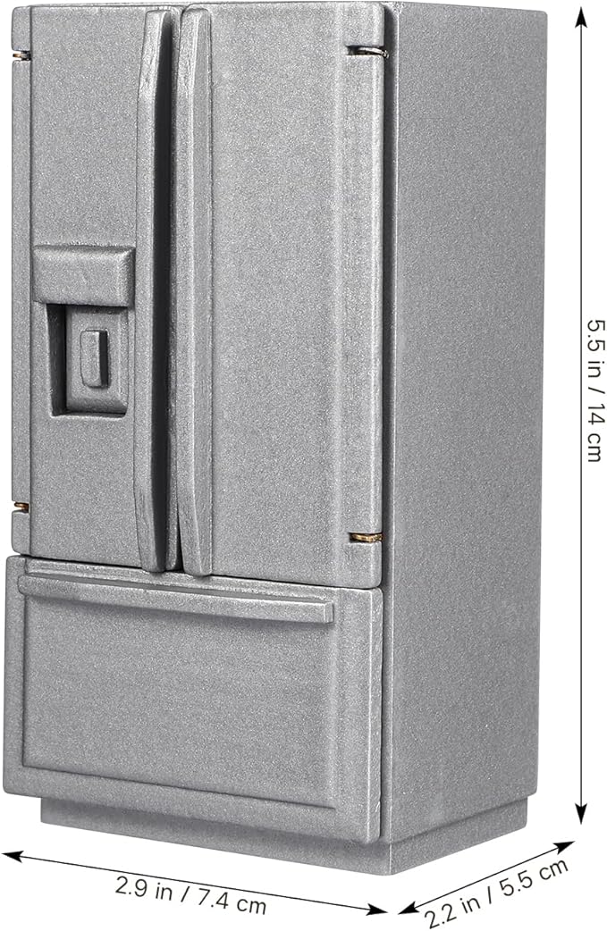 ibasenice Miniature Dollhouse Refrigerator Accessories - Miniature Dollhouse Furniture Refrigerator Toy Realistic Mini Fridge Model Kitchen Accessories Toy Tiny Doll House for Dollhouse Decor
