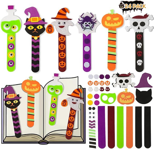 Letapapa Halloween Crafts for Kids Ages 4-8, 24 Pack Halloween Bookmarks DIY Crafts, Halloween Party Favors Trick or Treating, Goodie Bag Gifts Toys, Halloween Classroom Prizes for Kids Art Activities
