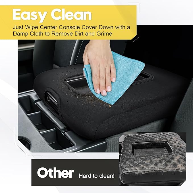 FIILINES Center Console Cover for 2014-2018 Chevy Silverado/GMC Sierra 1500 2500 3500(fit Split Bench Seat Console ONLY), Armrest Cover Pad Cushion Protector Accessories Armrest Cover Anti-Scratch