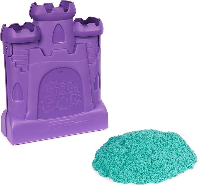 Kinetic Sand, Castle Case with 1lb Teal Play Sand, Storage Container, Sensory Toys for Kids Ages 3 and up