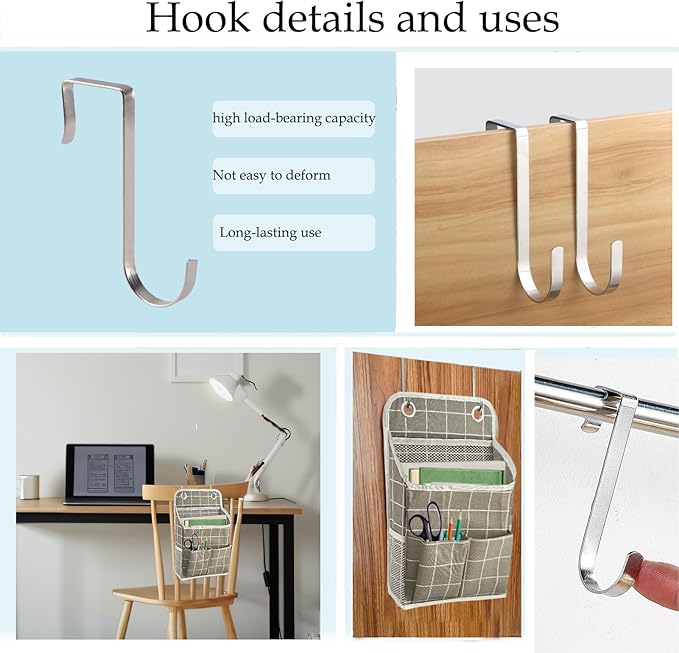 Hanging Basket for Organizing, Wall Organizer with Pockets and Over The Door Organizer，Can for Home, Closet, Office and Camper (Grey Grid2)