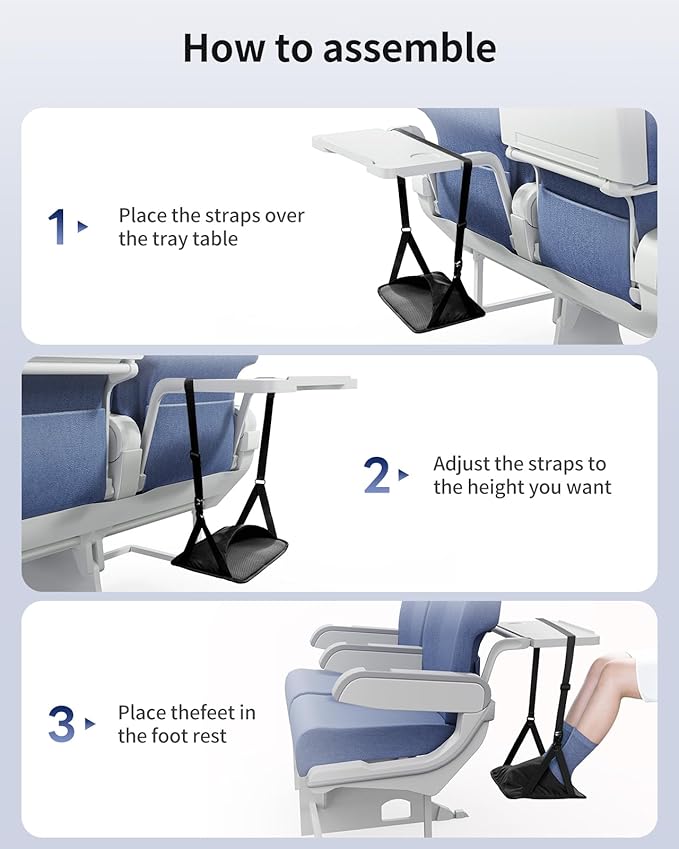 SAIJI Foot Hammock for Plane Travel, Upgraded Airplane Foot Hammock for No Feet or Leg Clashing, Portable Airplane Foot Rest with Warm & Privacy Cover, Long Flight Air Travel Essentials to Relax Feet