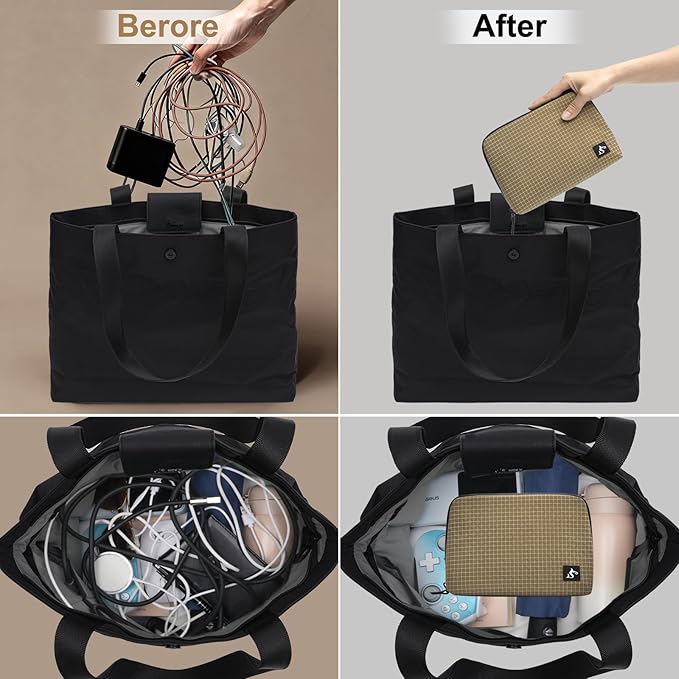 SIMTOP Cord Organizer Travel Small Tech Bag Pouch Case for Cords, Charger, Hard Drive, Power Bank – Water-Resistant Electronics Organizer, Small Portable Gadget Case for Travel