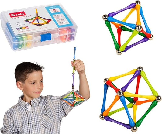 Goobi Magnetic Building Sticks Blocks Toys Magnet Construction Set Tiles Toy Montessori STEM Educational Toys for Ages 3 4 5 6 7 8 Kids (40 Pcs, 40, Pieces)